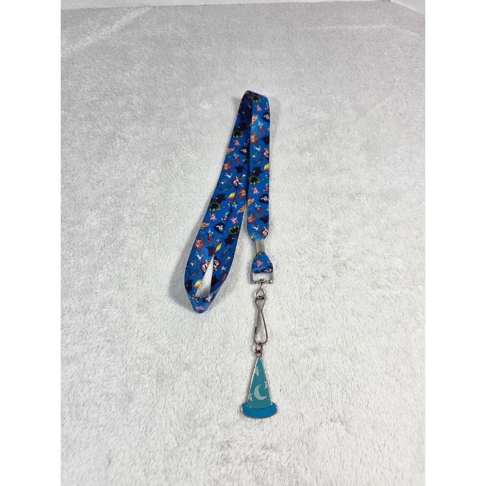 Disney Fantasia Sorcerer Mickey Lanyard with Enamel Sorcerer Hat Charm Blue
